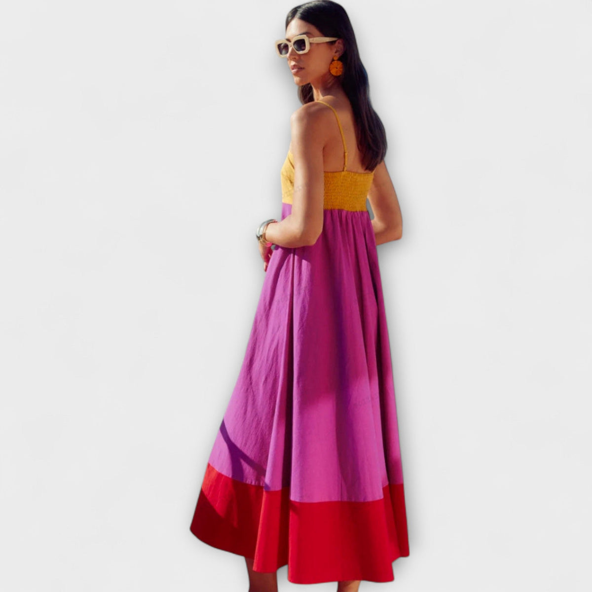 Chic Color Block Spaghetti Strap Dress for Any Occasion