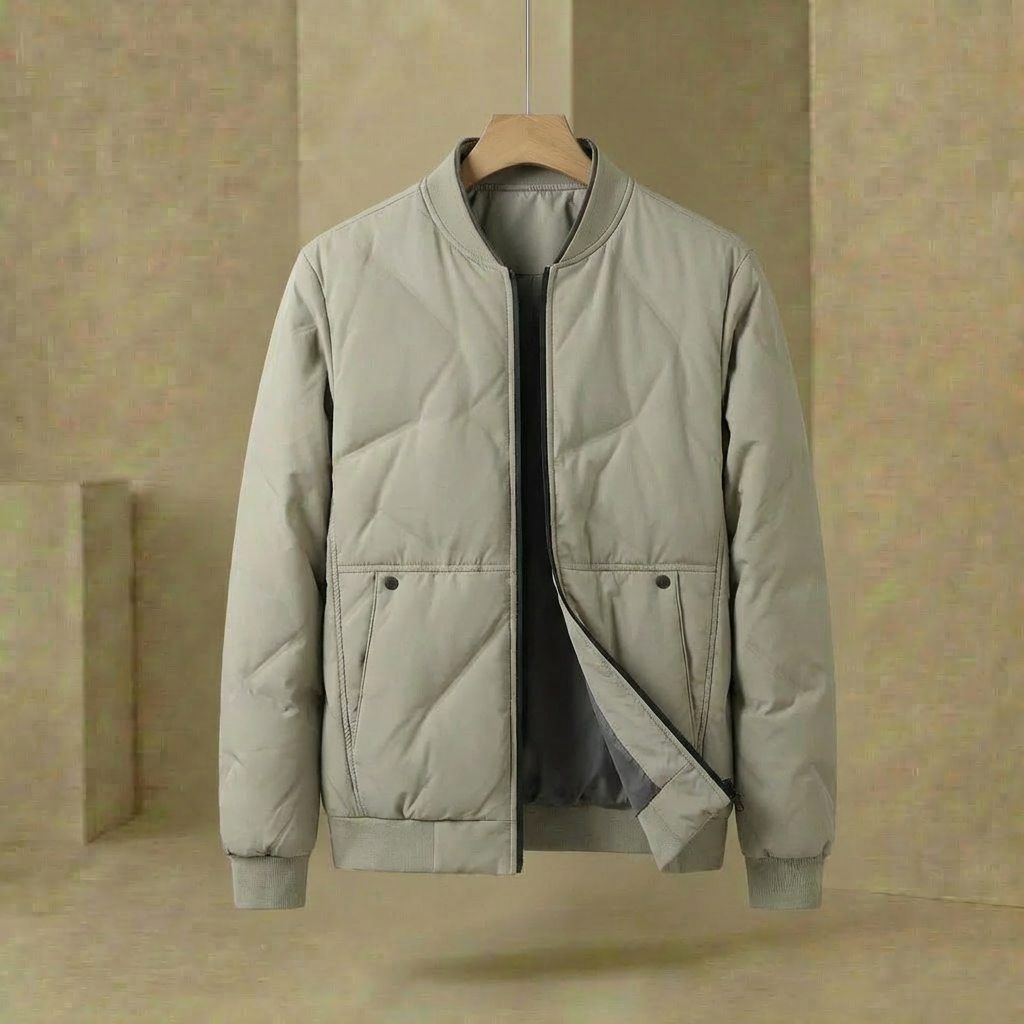 Men's Bomber Jacket Ribbed Collar Cuffs Full Lining with Snap Pockets