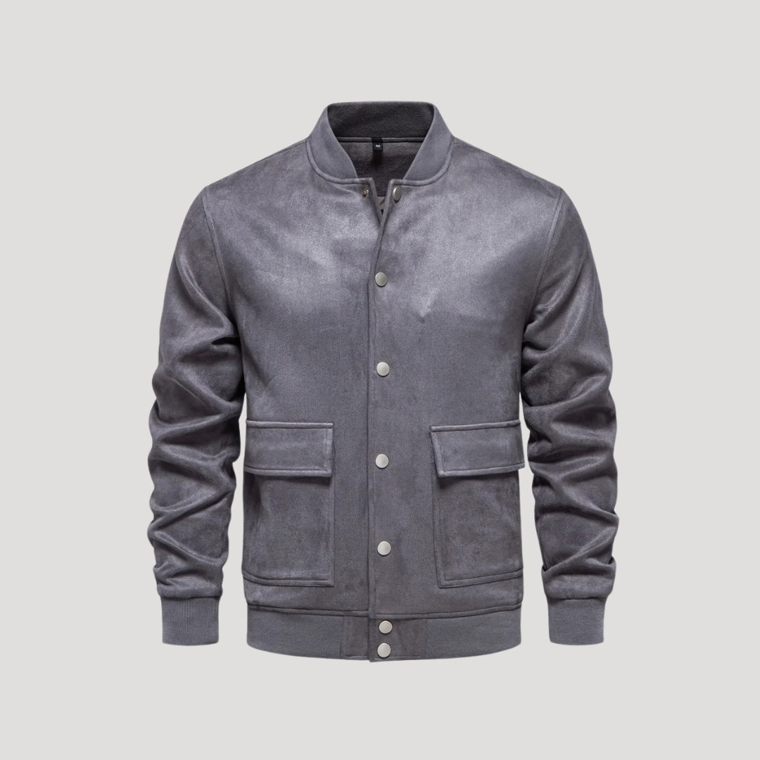 Men's Bomber Jacket Varsity Athletic Snap Closure with Side Pockets