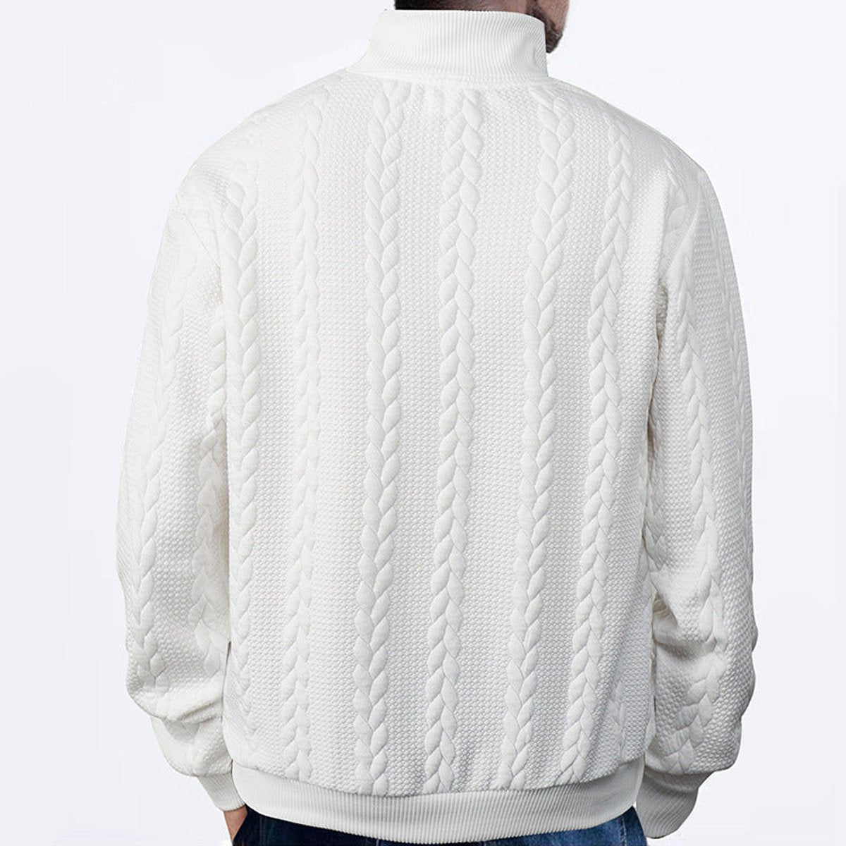 Men's Cable Knit Quarter Zip Jumper | Ribbed Cuffs & Hem