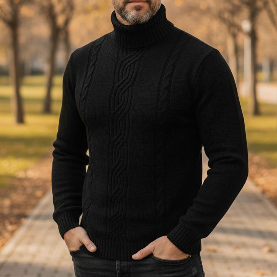 Men's Cable Knit Turtleneck Sweater | Warm & Cosy