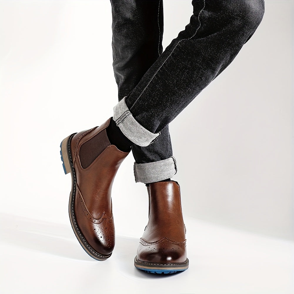 Men's Chelsea Boots | Brogue Detail & Non-Slip Grip