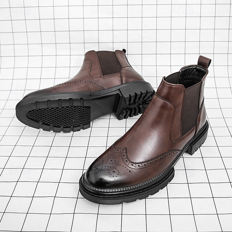 Men's Chelsea Boots | Wingtip Brogue Detail