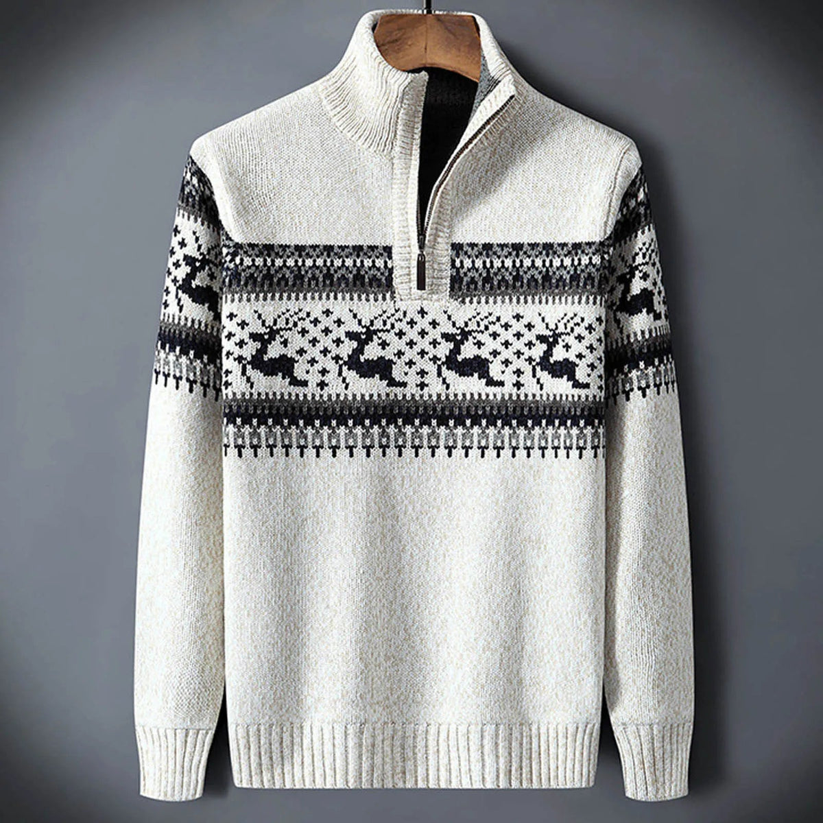 Men's Fair Isle Sweater | Half-Zip Design