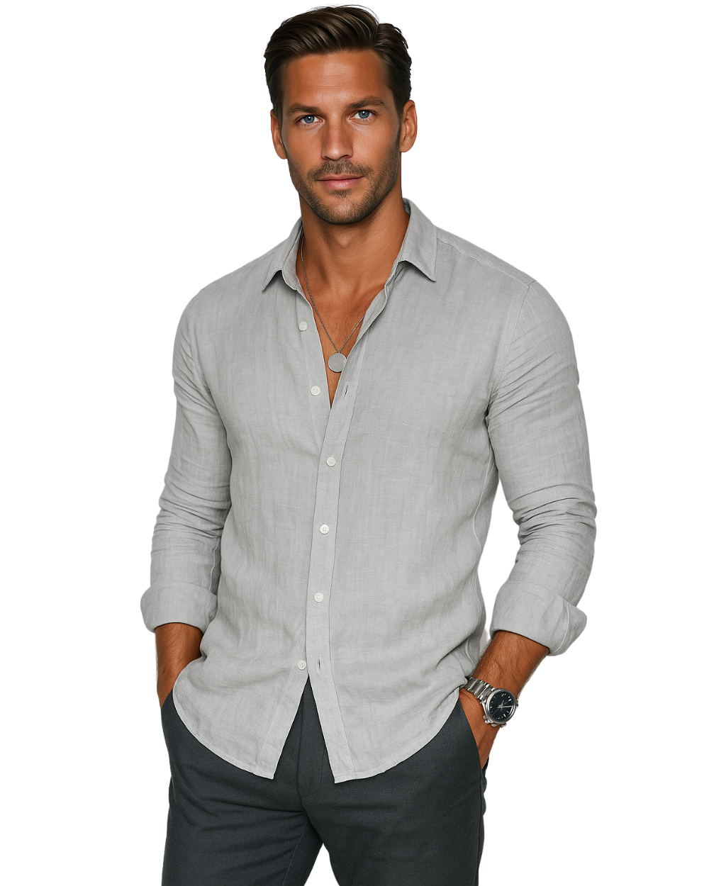 Men's Long Sleeve Polo | Classic Collar & Button Down