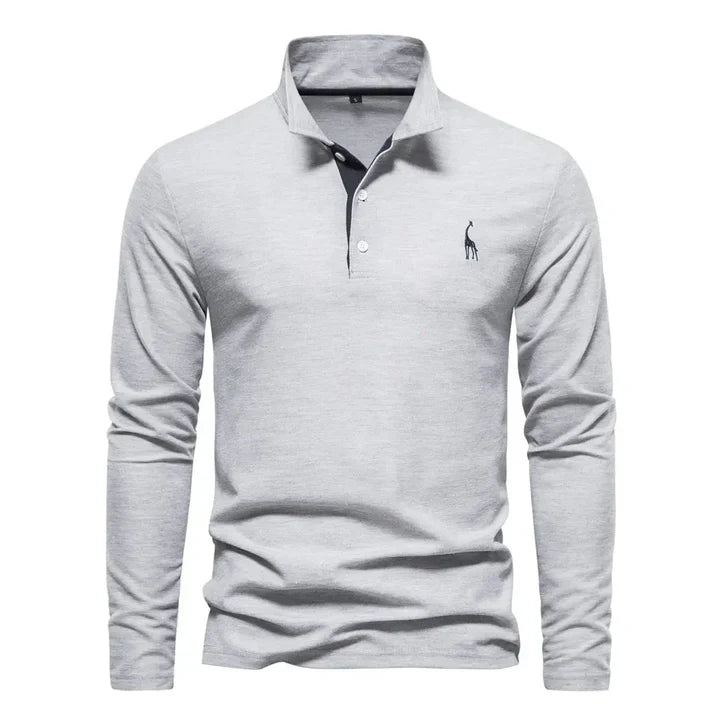 Men's Long Sleeve Polo Shirt | Contrast Placket & Button Down