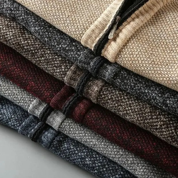 Men's Plaid Shirt Jacket Full Zip Ribbed Collar with Brushed Lining