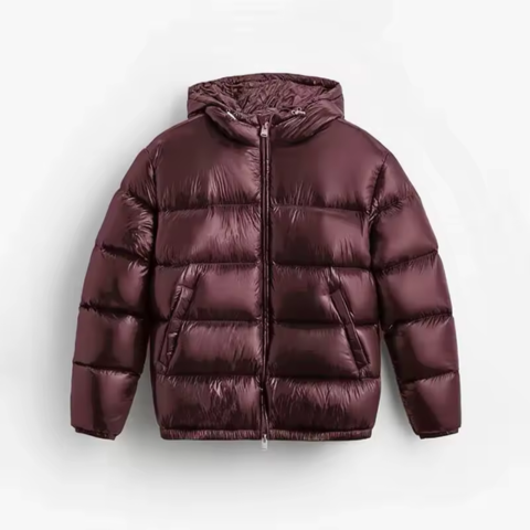 Men's Short Puffer Jacket | Hooded & Glossy Finish