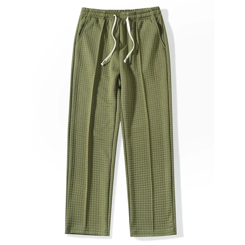 Men's Sweatpants Waffle Knit Baggy Fit Straight Leg with Deep Pockets
