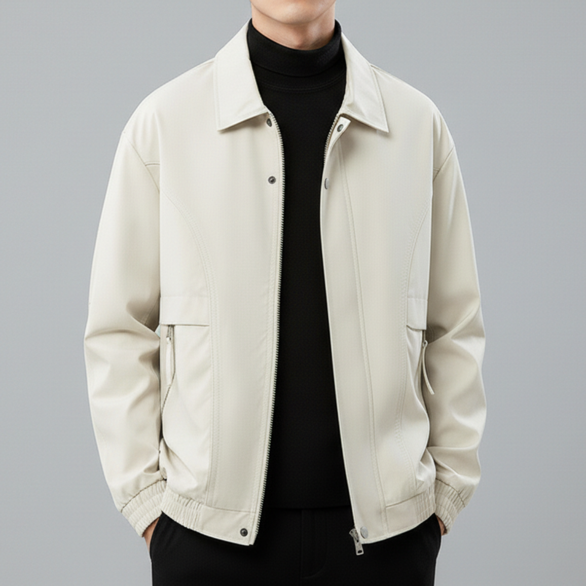 Men's Utility Jacket Rip Stop Weave Smooth Finish with Snap Closure
