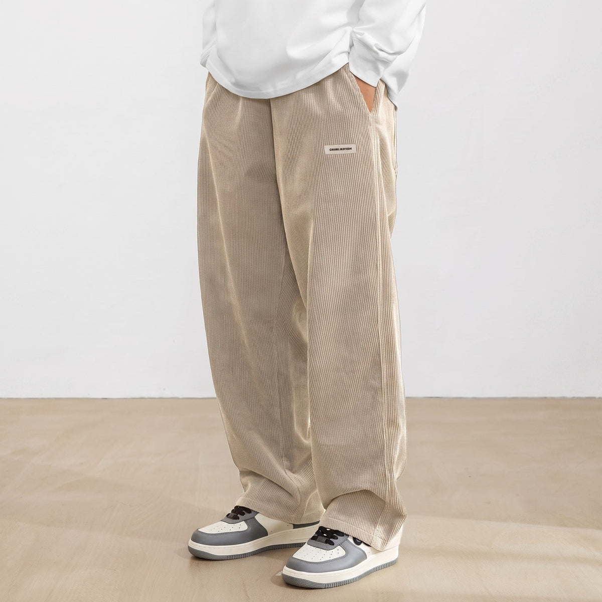 Men's Wide-Leg Trousers Elasticated Waist Comfort Fit