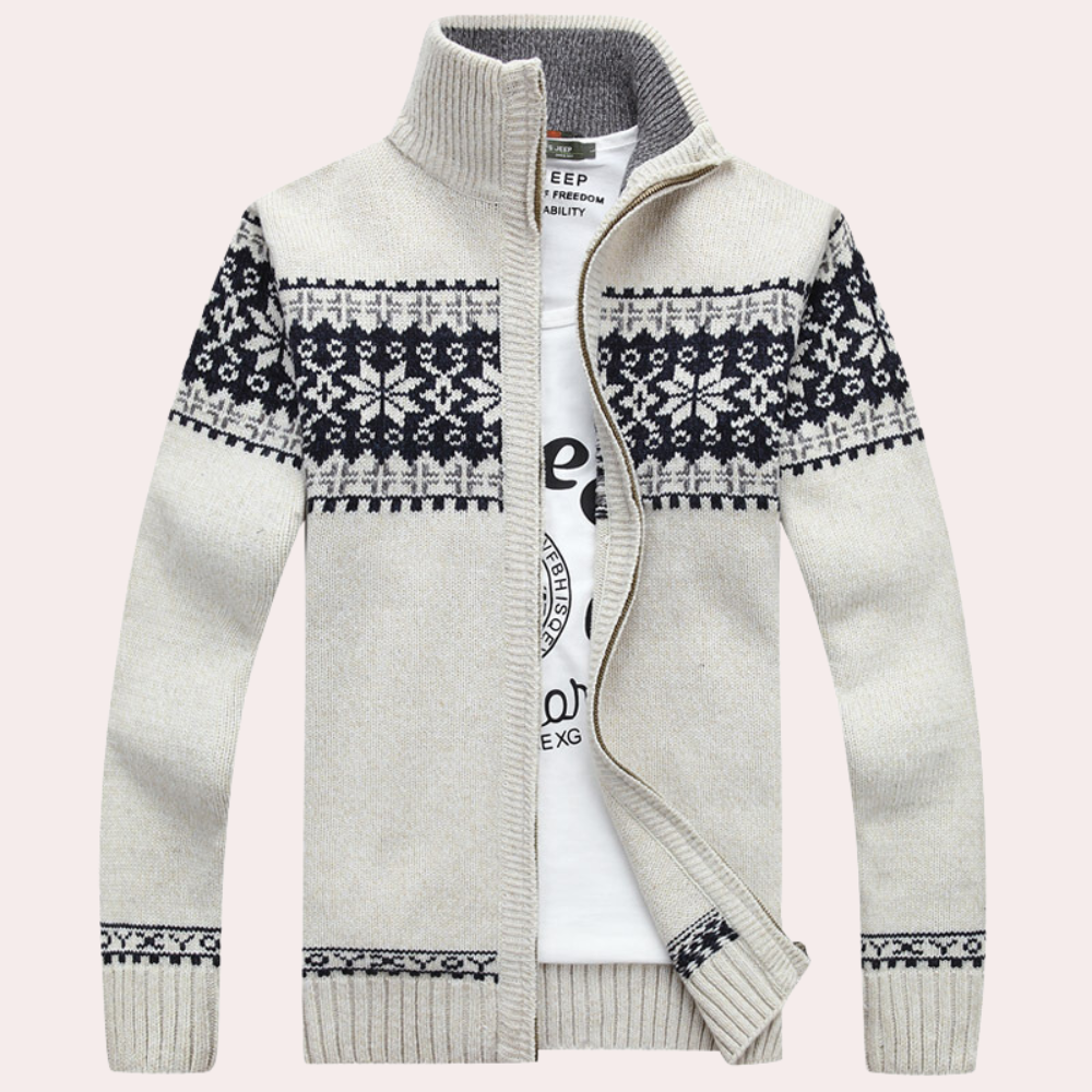 Men's Zip Cardigan | Patterned & Warm