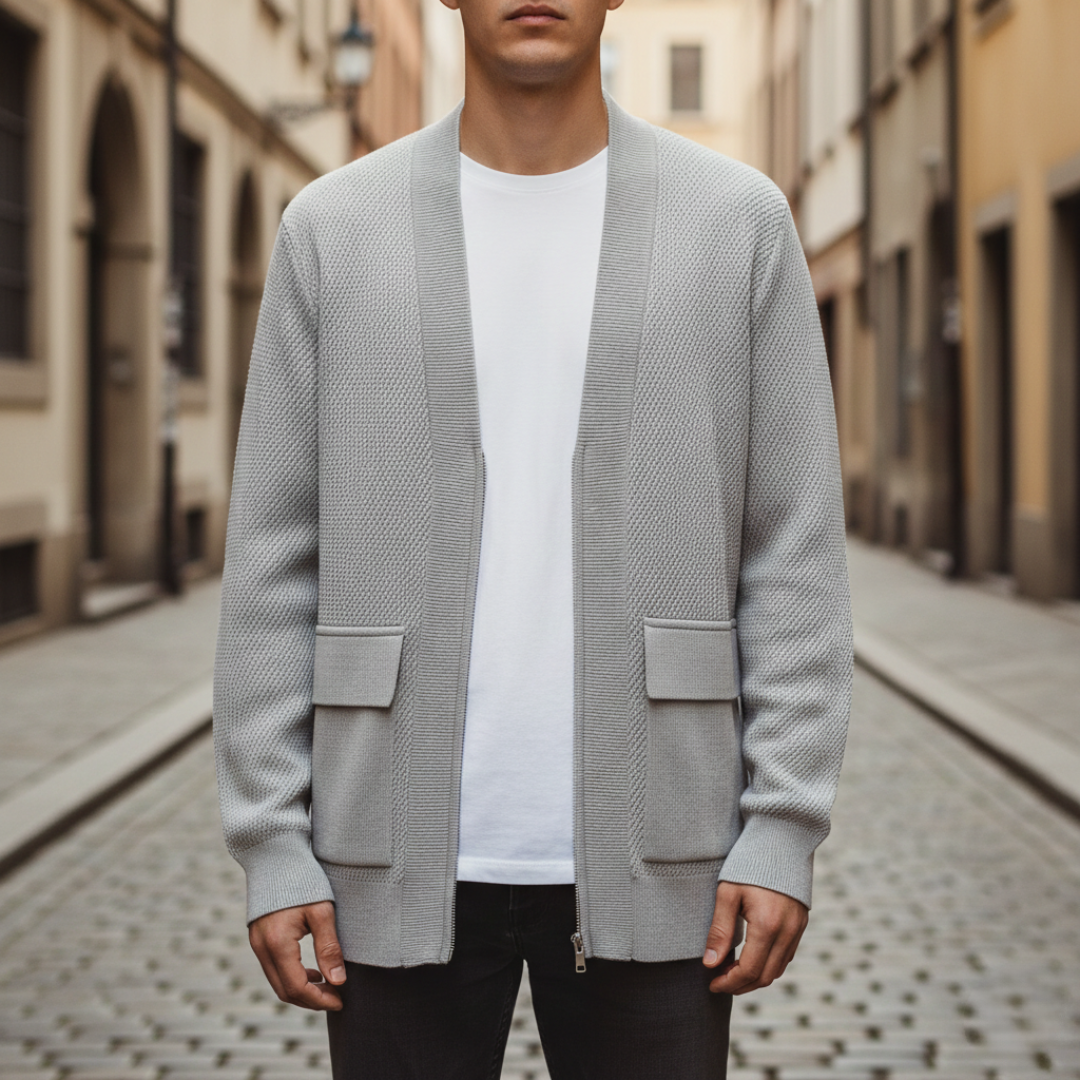 Men's Zip Cardigan | Warm Layering & Ribbed Cuffs