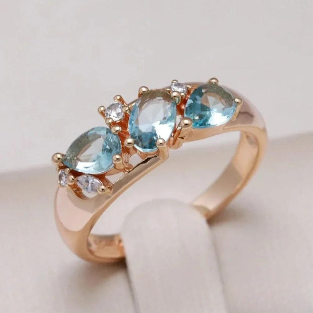 Radiant Blue Zirconia Gold Band for Special Occasions