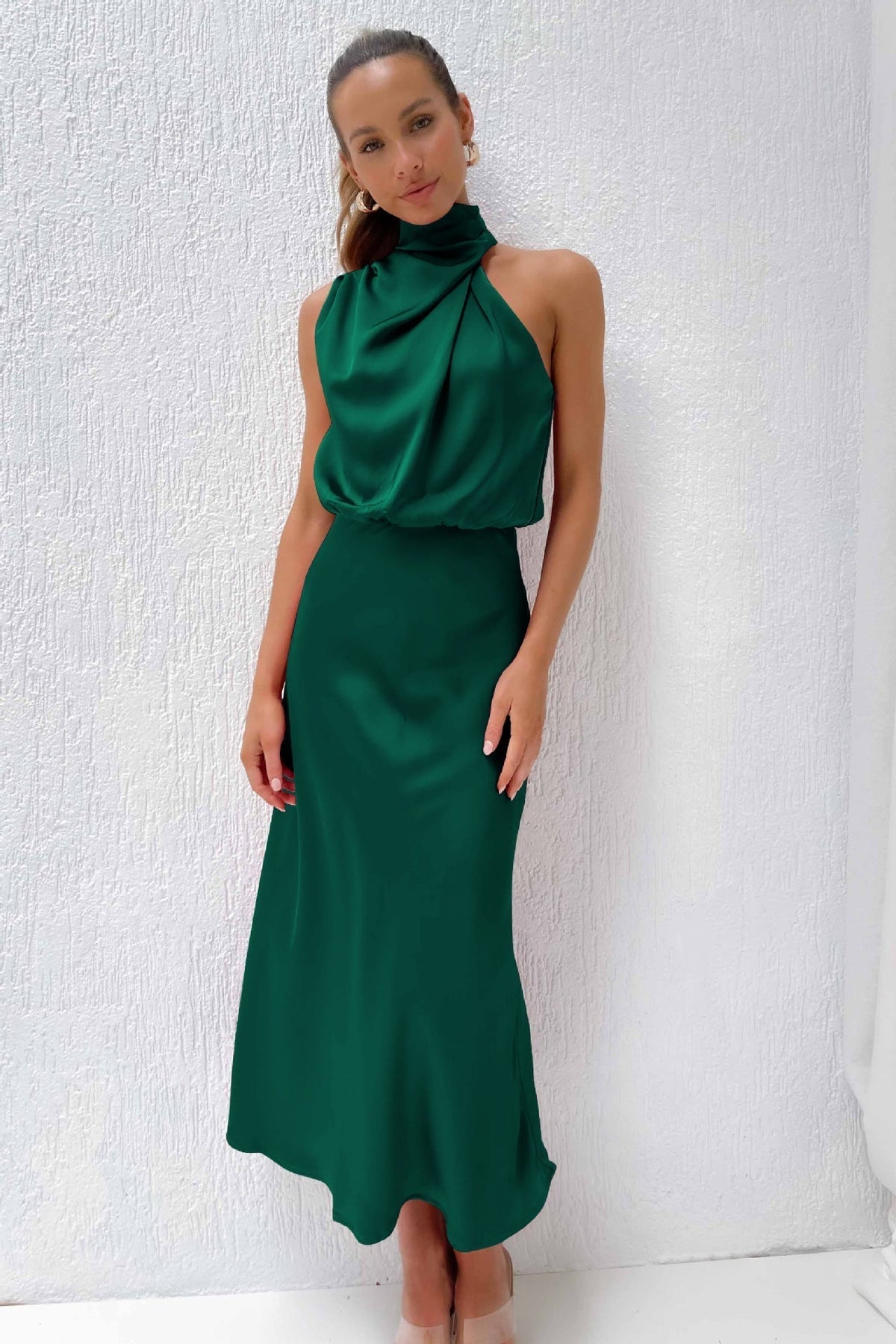 Wedding Guest Dress – Chic Satin Halter
