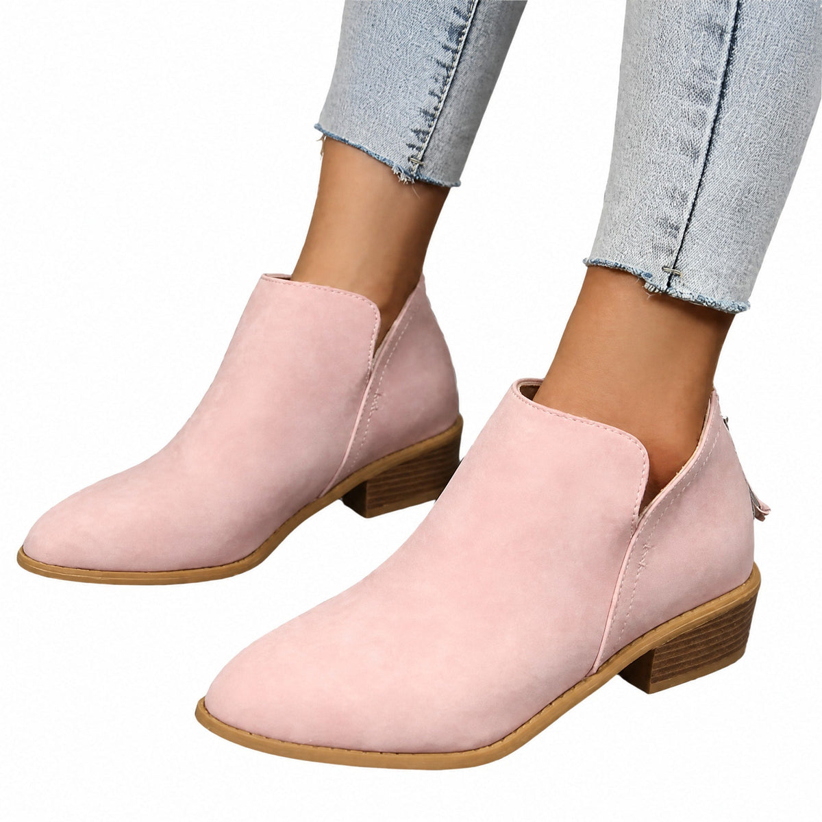 Women's Ankle Boots | Block Heel & Side Cut-Out