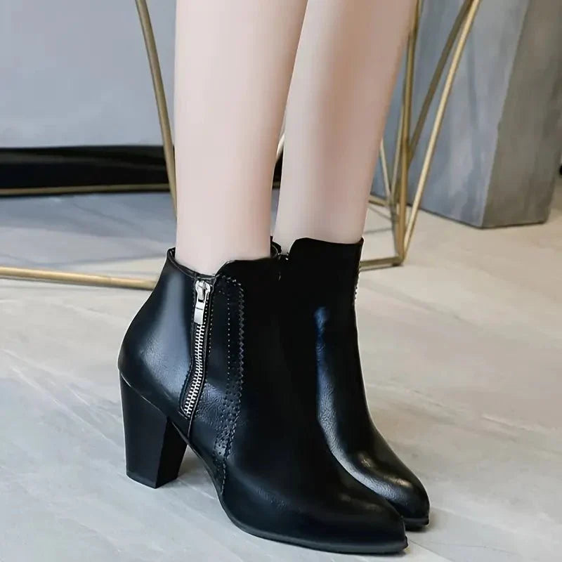 Women's Ankle Boots | Block Heel & Side Zip