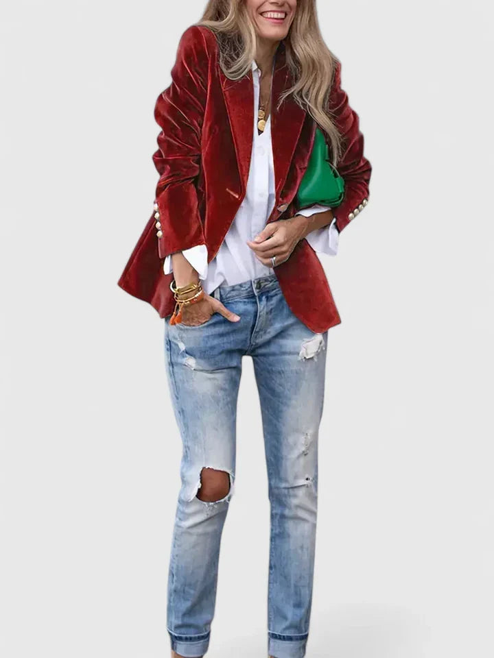 Women's Blazer Tailored Fit Notch Lapel Long Sleeve with Front Button