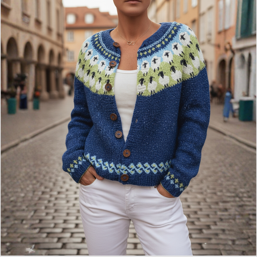 Women's Cardigan | Nordic Pattern & Button Detail
