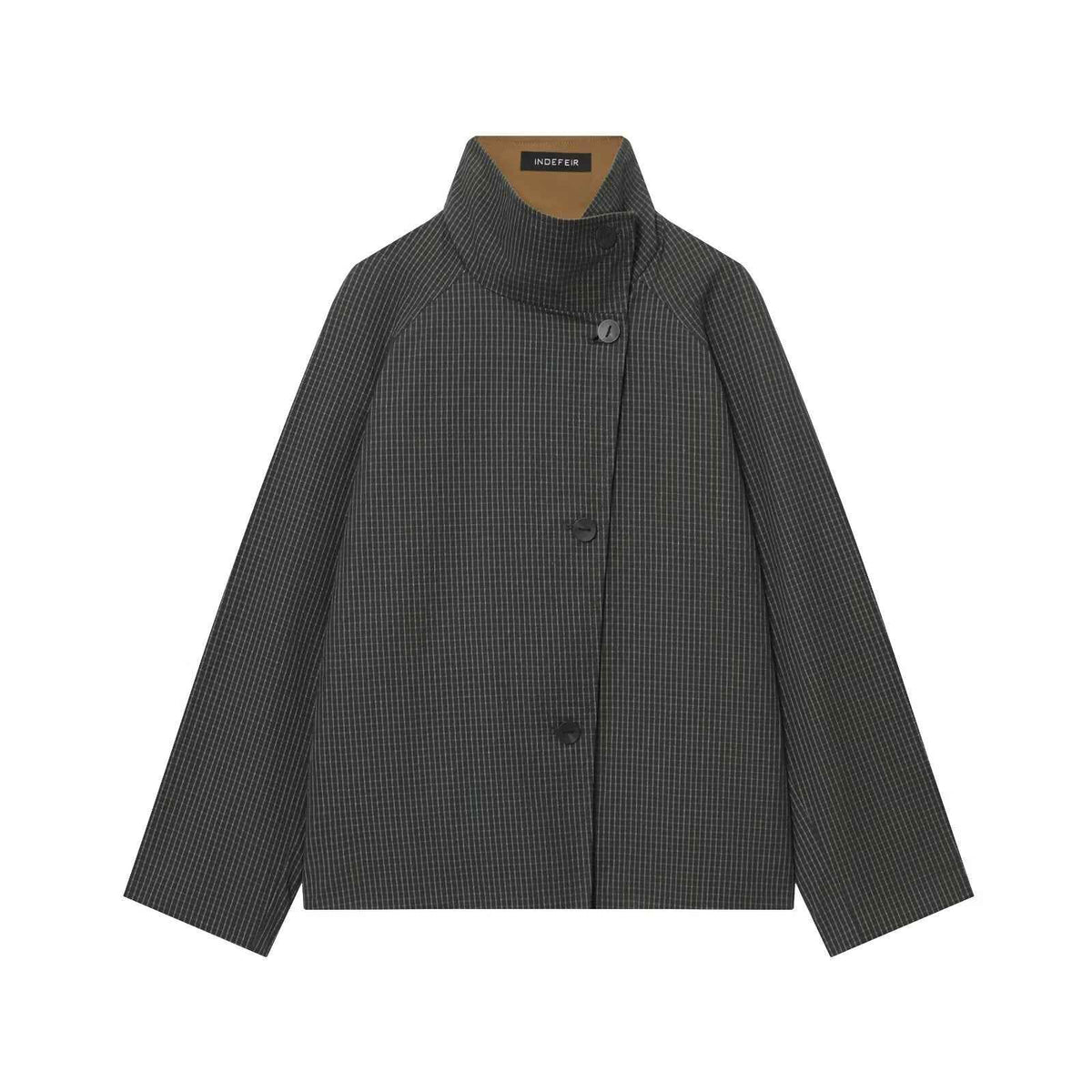 Women's Cropped Jacket Relaxed Fit Stand Collar Layering