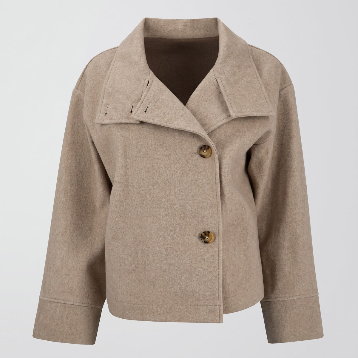 Women's Cropped Jacket Stand Collar Relaxed Fit Boxy