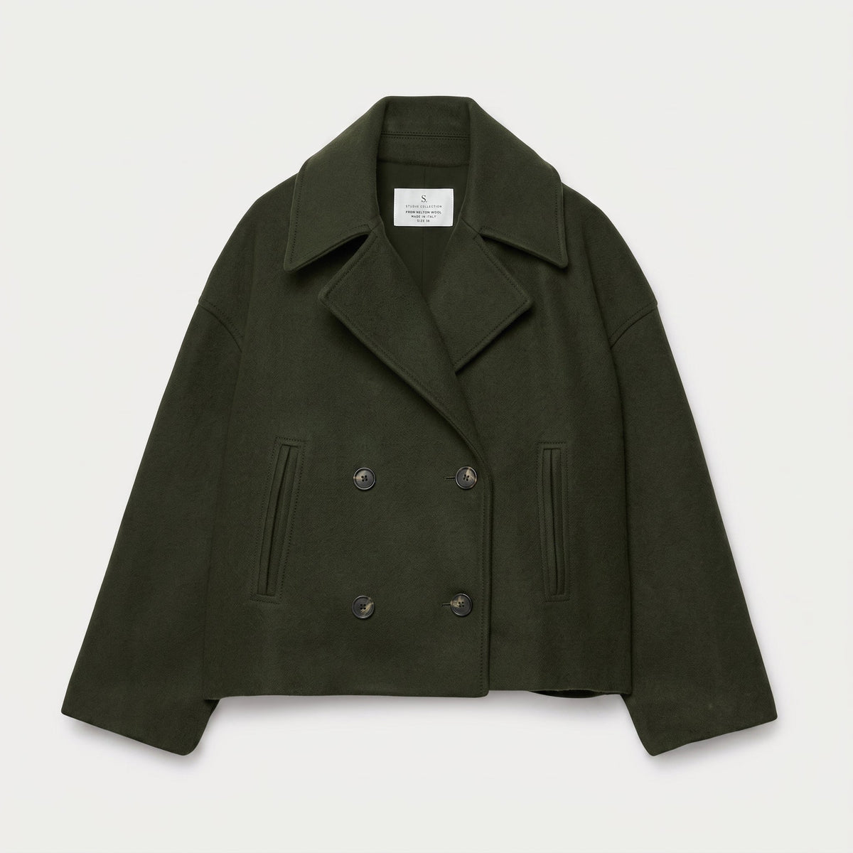 Women's Cropped Pea Coat | Double-Breasted & Structured Fit