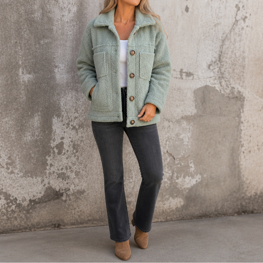Women's Faux-Fur Button-Front Jacket | Warm & Lightweight