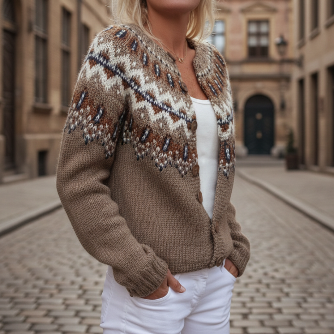 Women's Jacquard Cardigan | Warm & Comfortable