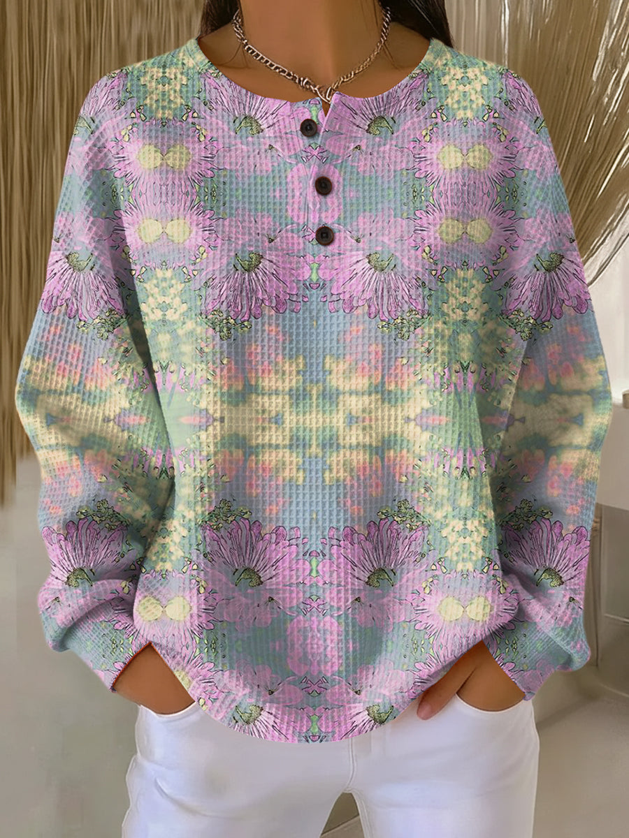 Women's Jumper Ethnic Floral Pattern Relaxed Fit with Versatile Style