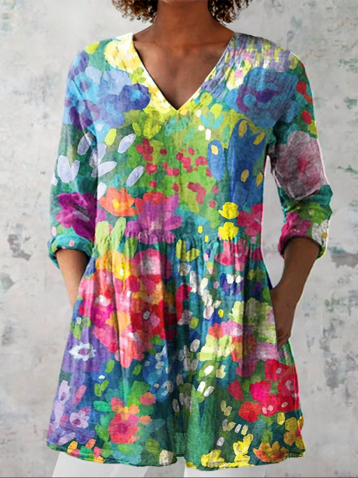Women's Long Blouse | V-Neck & Flowy Fit