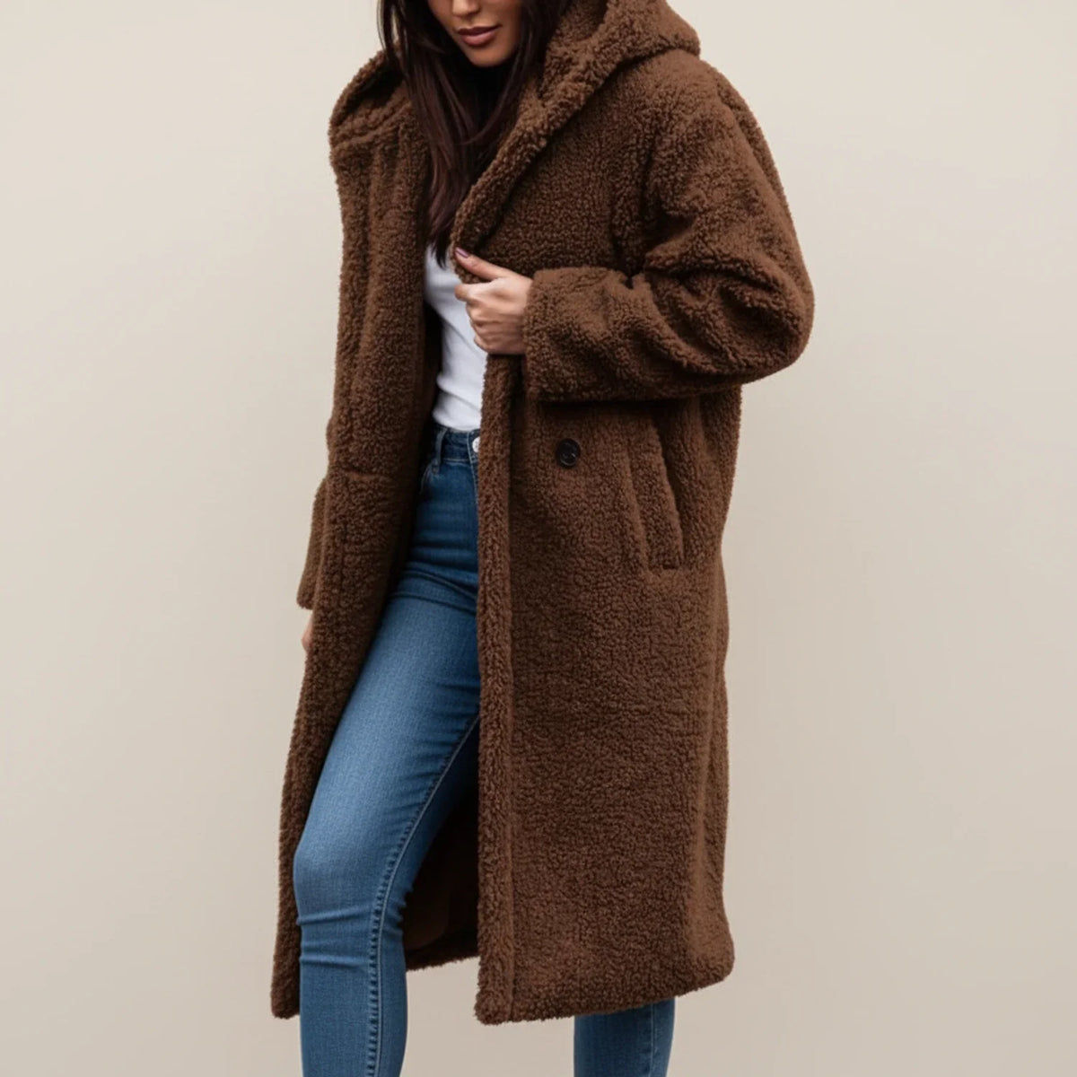 Women's Long Hooded Coat | Warm & Versatile