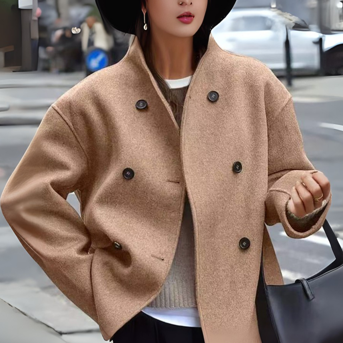 Women's Long Sleeve Coat | Stand Collar & Cosy Warmth