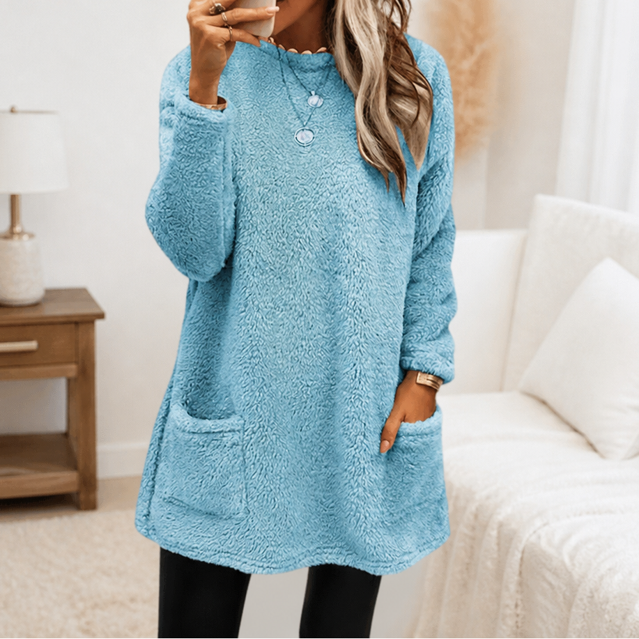 Women's Longline Tunic Top with Pockets Relaxed Fit