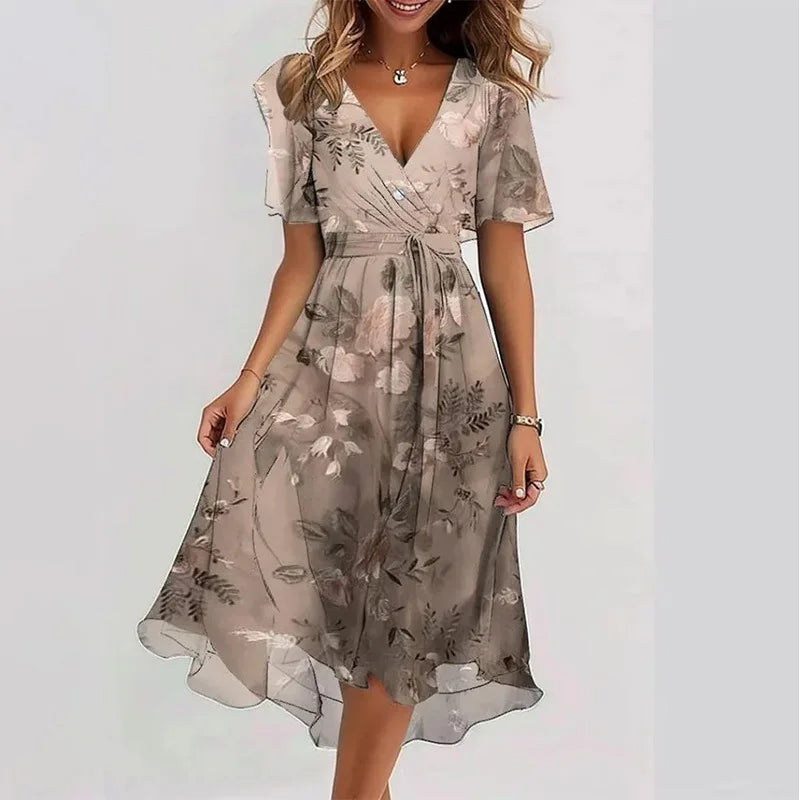 Women's Midi Dress | A-Line & V-Neck