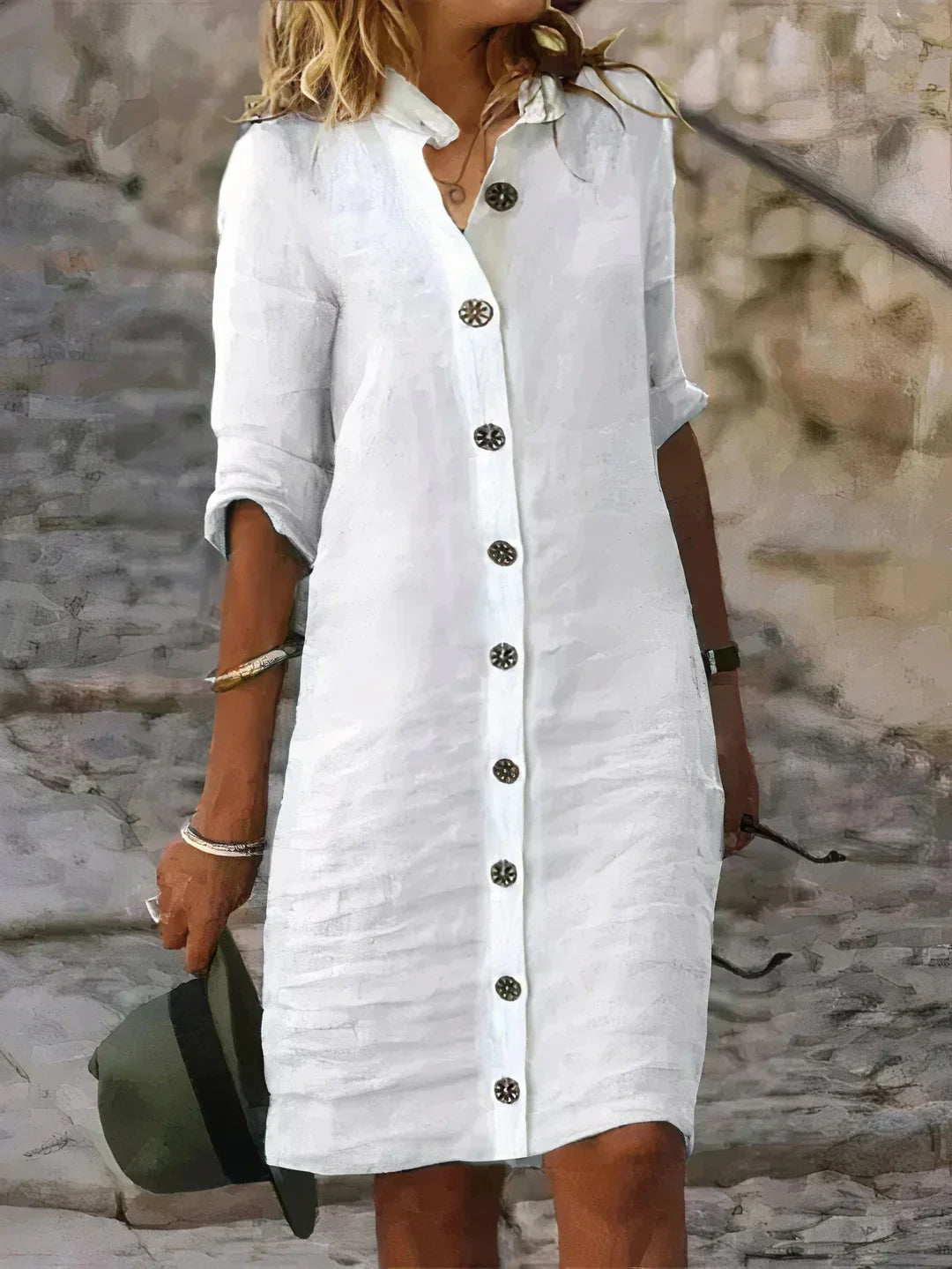 Women's Midi Dress | Button-Up & Relaxed Fit