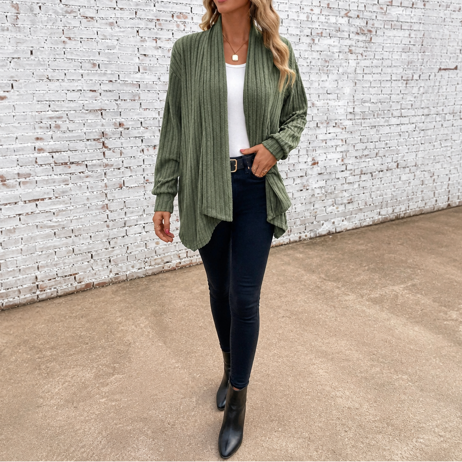 Women's Open-Front Cardigan | Waterfall Drape & No-Fuss Style