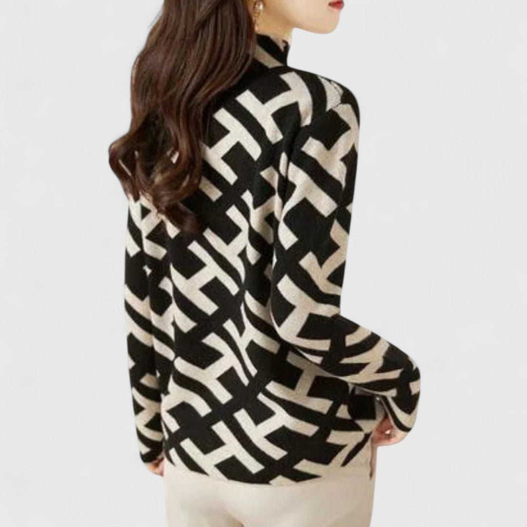 Women's Sweater | High Neck & Patterned Design
