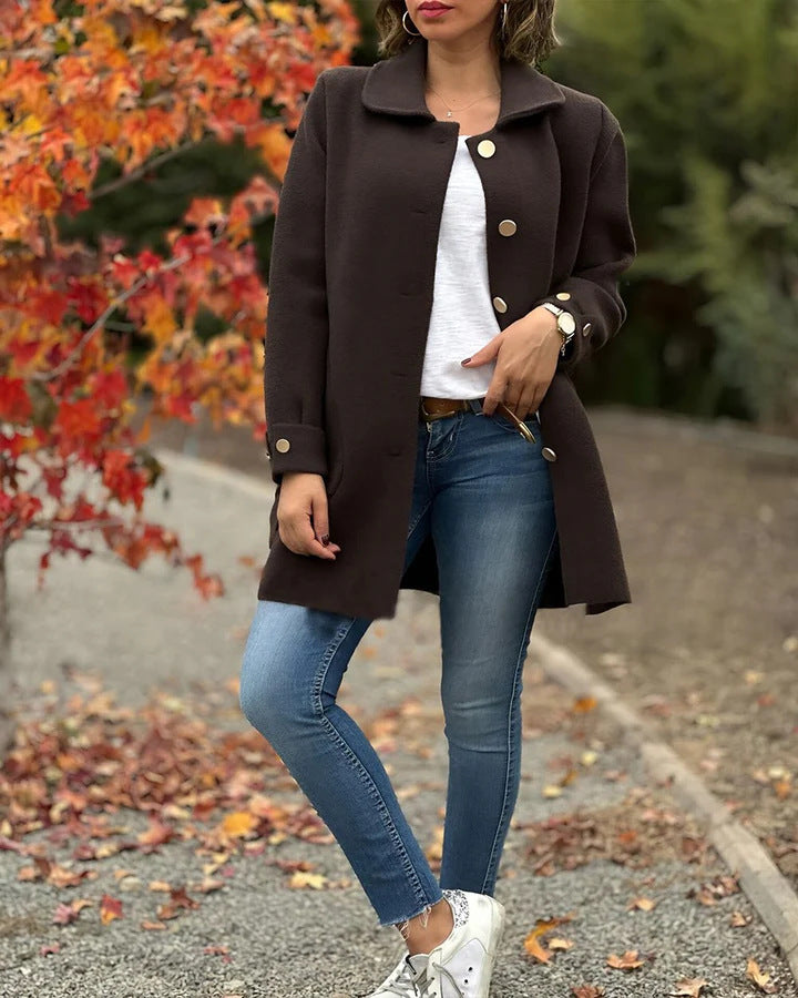 Women's Tailored Button Coat | Flattering Fit