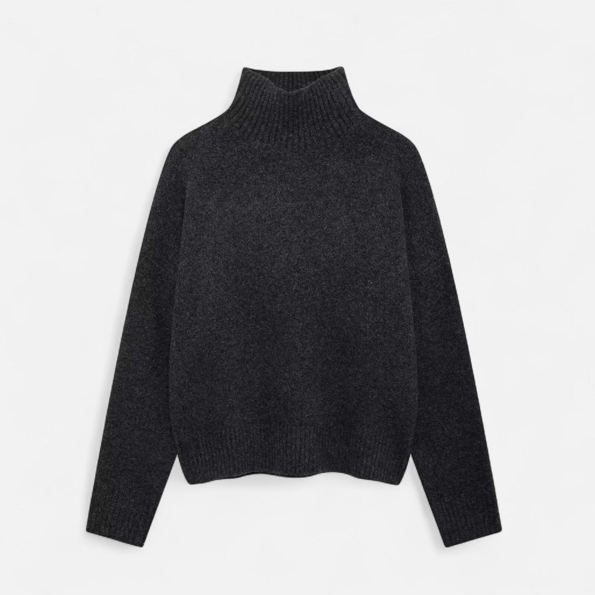 Women's Turtleneck Sweater Ribbed Neck Long Sleeve with Stretch Knit