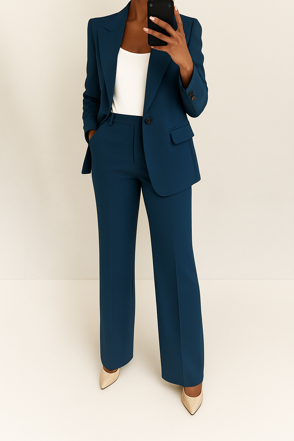 Women's Two Piece Set | Peak Lapel & Wide Leg Trousers