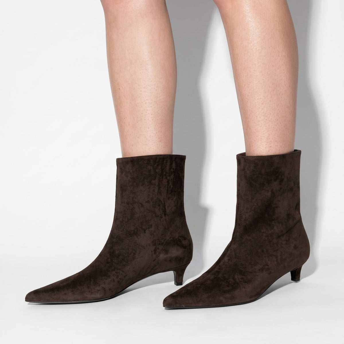 Alice - Women's Pointed Toe Kitten Heel Ankle Boots - Boots - Coffee - Davies & Cooper