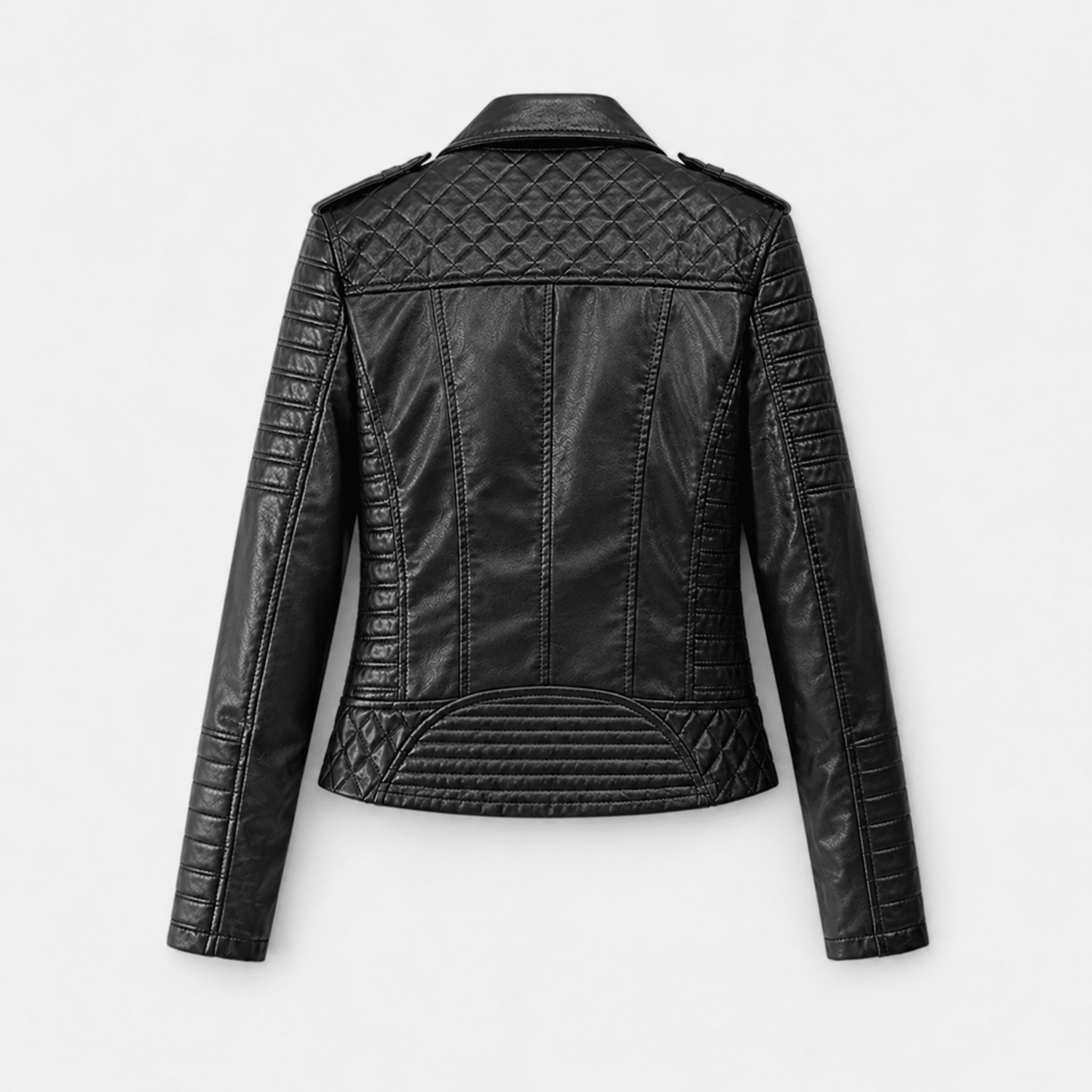 Charlotte - Women's Quilted Biker Jacket with Zip Detailing - Motorcycle Outerwear - Black - Davies & Cooper
