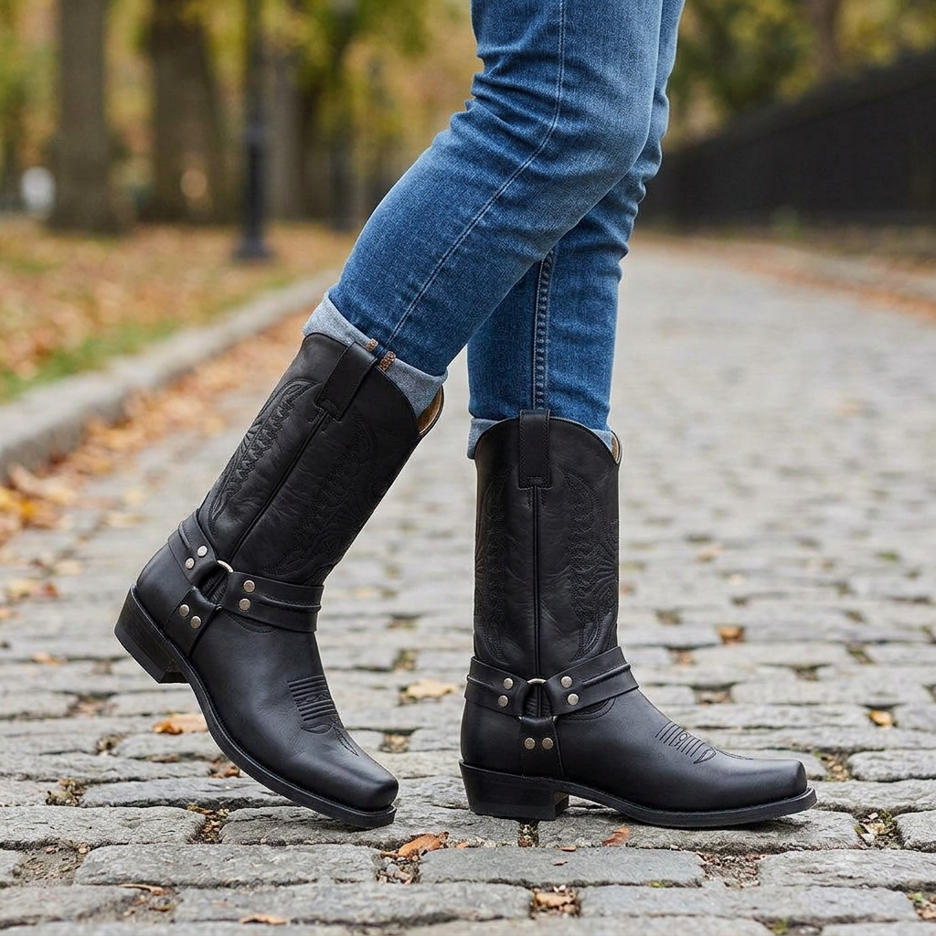 Men's Cowboy Boots | Square Toe & Stitched Shaft 9