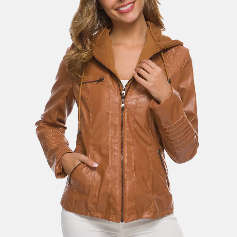 Men's Hooded Jacket Contoured Fit Biker Coat Zip Up 1