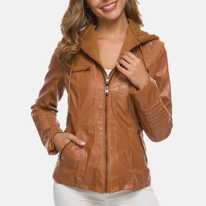 Men's Hooded Jacket Contoured Fit Biker Coat Zip Up 1