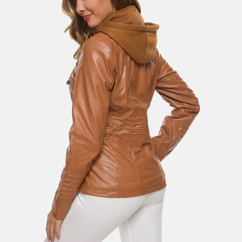 Men's Hooded Jacket Contoured Fit Biker Coat Zip Up 2