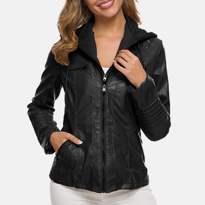 Men's Hooded Jacket Contoured Fit Biker Coat Zip Up 4
