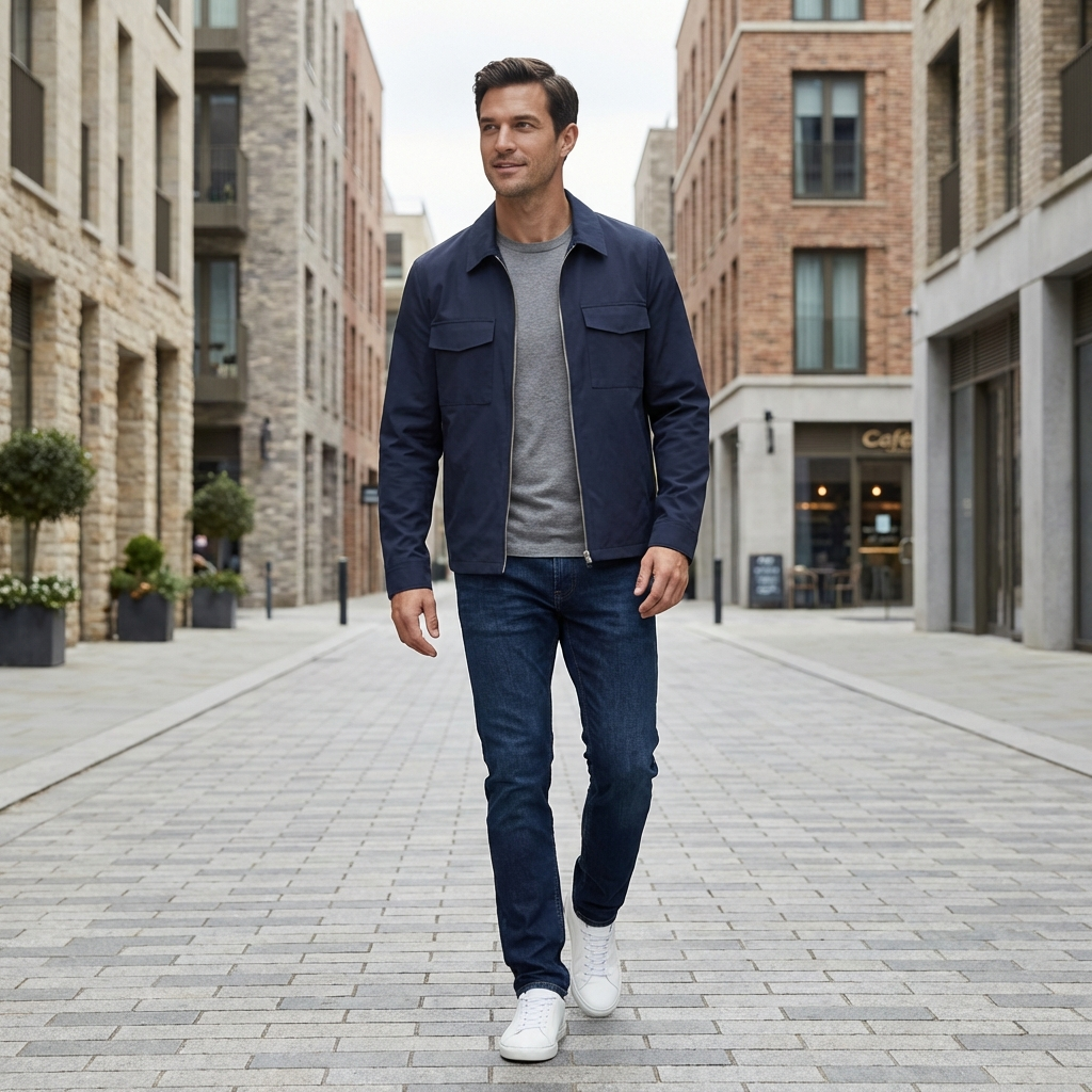 Men's Zip-Front Collared Jacket | Regular Fit & All-Day Comfort 5