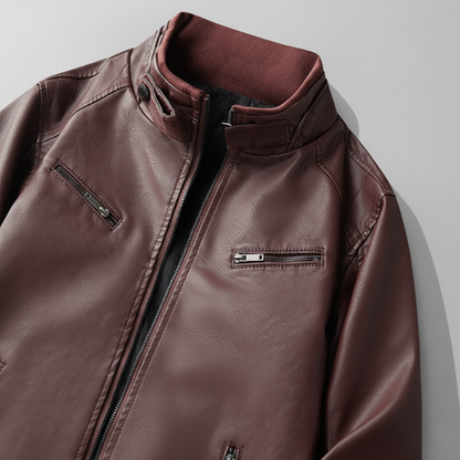 Men's Stand Collar Jacket Plush Lining Winter Coat 4
