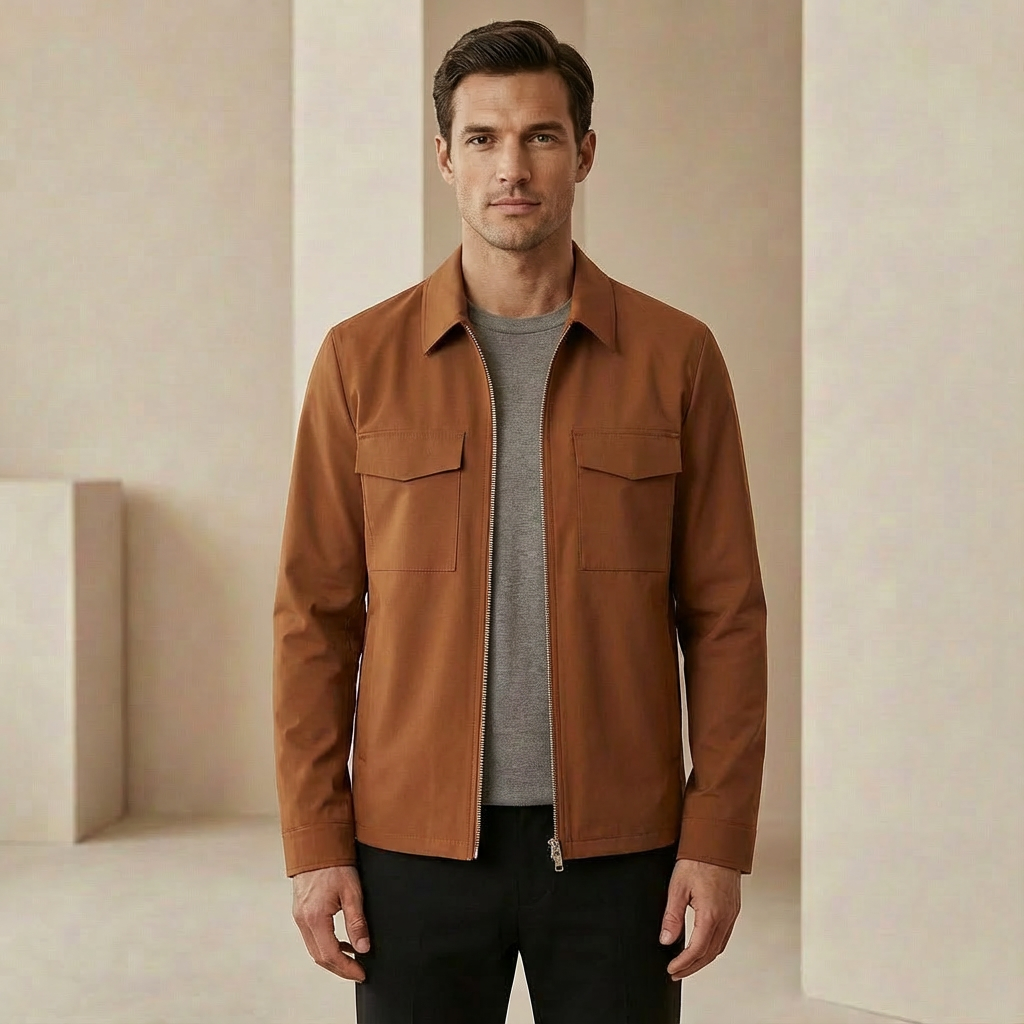 Men's Zip-Front Collared Jacket | Regular Fit & All-Day Comfort 4